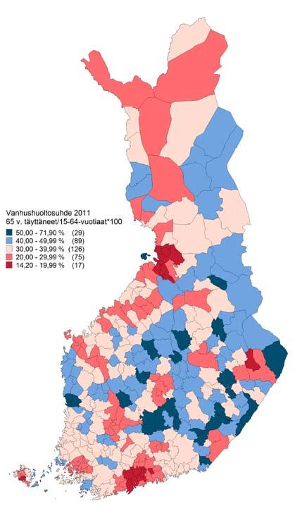 Väestöllinen huoltosuhde on ollut aiemminkin suuri, mikä on johtunut lasten suuresta määrästä (ks. kuvio 3).