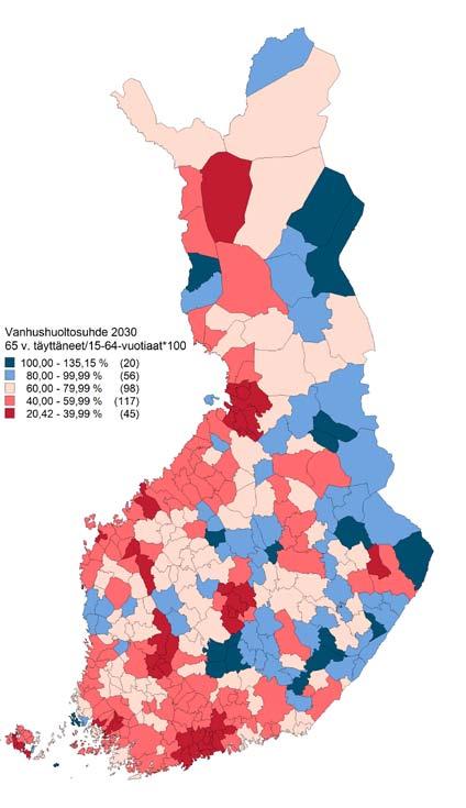 Suomen väestöllinen huoltosuhde vuonna 2011 oli 52,9 huollettavaa sataa työikäistä kohden. Korkein se oli Etelä-Savossa ja matalin Uudellamaalla.