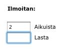 Määrä / tuote / lippu kysymyksessä osallistuja antaa vastauksensa numeroina Erinomainen tilauslomakkeissa (5 x pipo, 2x huivi) Voidaan määrittää kokonaiskapasiteetti (yhteensä 100 henkeä) tai