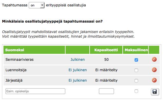 2) Asetukset-sivu Asetukset-sivulla määrittelet tapahtumasi ilmoittautumisen raamit.