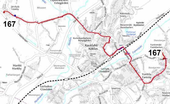 Linja 166 tarjoaa junaa korvaavia yhteyksiä lakkautettavan Mankin seisakkeen ympäristöön. Linjat liikennöivät arkisin noin klo 6.