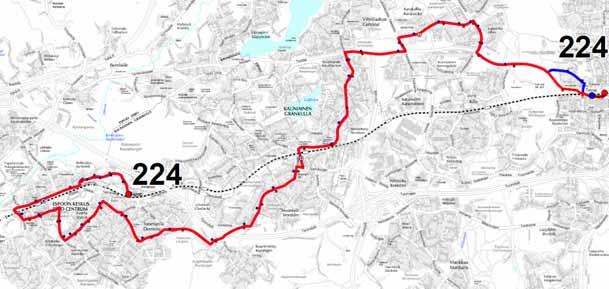 39 Linja 224 Linja 224 liikennöi Leppävaarasta Karakallion, Kauniaisten ja Espoon keskuksen kautta Tuomarilaan.