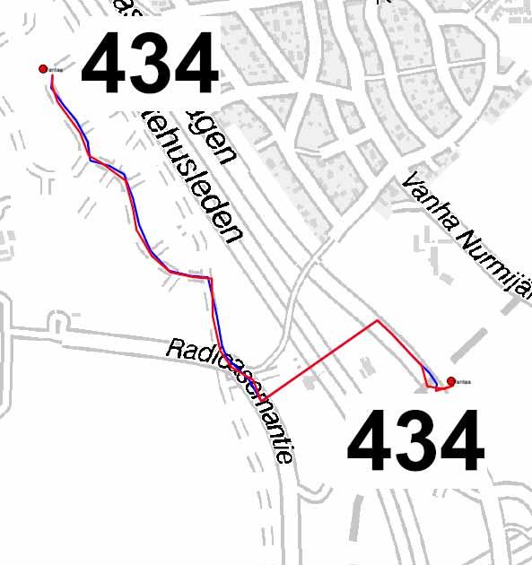 62 Linja 434 Aloitetaan syysliikenteen käynnistyessä uuden liityntälinjan liikennöinti Kivistön asemalta Keimolanmäen asuinalueelle ensimmäisten asuintalojen valmistuessa.