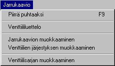 Menu Jarrukaavio, kun ei käytetä CAD jarrukaaviota Piirrä puhtaaksi : piirtää kuvat uudestaan, tekee laskennat uudestaan. Tällä voidaan varmistaa, että kaikki muutokset on huomioitu.