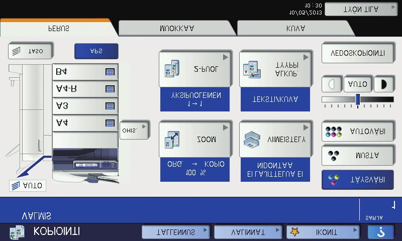 Kopioinnin perustoiminnot Tummuuden säätö Kopiointi ohisyöttötasolta Vähennä tummuutta painamalla joko.