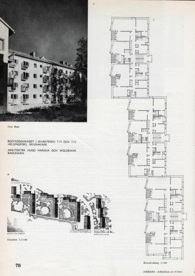 Ruskeasuon korttelit 714 ja 715 esiteltiin Arkkitehtilehden numerossa 6-7