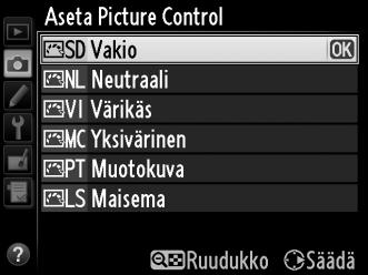 J Kuvan parannus Picture Control -säätimet Nikonin ainutlaatuisen Picture Control -järjestelmän avulla kuvankäsittelyasetukset, kuten terävöinti, kontrasti, kirkkaus, värikylläisyys ja värisävy,