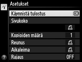 A Tulostaminen suoran USB-liitännän kautta Varmista, että EN-EL15-akussa on täysi varaus tai käytä valinnaista EH-5b-verkkolaitetta ja EP-5Bvirtaliitintä.