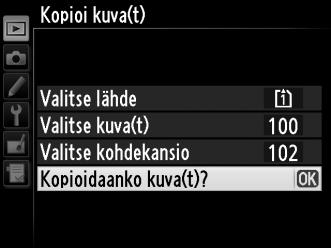 Jos haluat valita kansion olemassa olevien kansioiden luettelosta, valitse Valitse kansio luettelosta, korosta kansio ja paina J. 9 Kopioi kuvat.