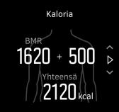 Luku perustuu henkilökohtaiseen profiiliisi, johon kuuluvia tietoja ovat mm. ikä ja sukupuoli. Kun asetat kaloritavoitteen, määrität, kuinka paljon kaloreja haluat kuluttaa BMR-arvon lisäksi.