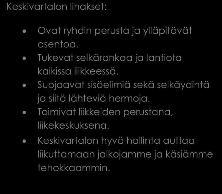 Ryhtiä tukevat lihakset Ryhti on selän hyvinvoinnille merkittävä asia, johon jokainen voi itse vaikuttaa. Hyvässä ryhdissä ranka on tasapainotilassa, jolloin rasitus on vähäisintä.