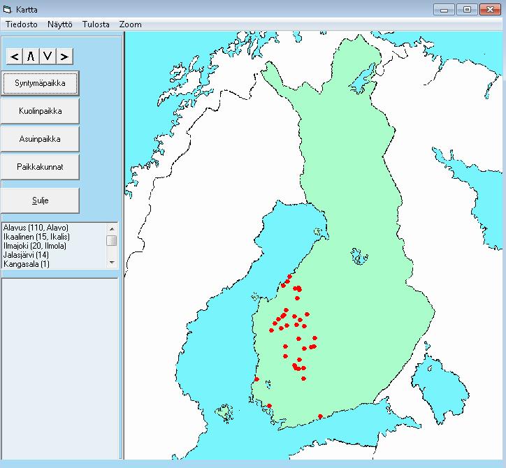 Keskusikkunaan valitaan ensin sukukirjan lähtöhenkilö ja sitten siirrytään Poimuriin. Henkilöt joiden tutkimuksen tila on 'Tutkittu' voidaan rajata pois.