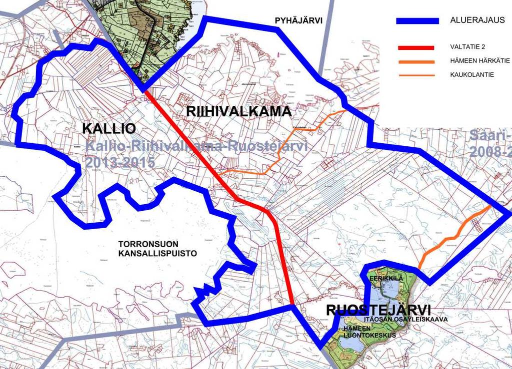 Kallio-Riihivalkama-Ruostejärvi -osayleiskaava Aluerajaus aloitusvaiheen viranomaisneuvottelu x.