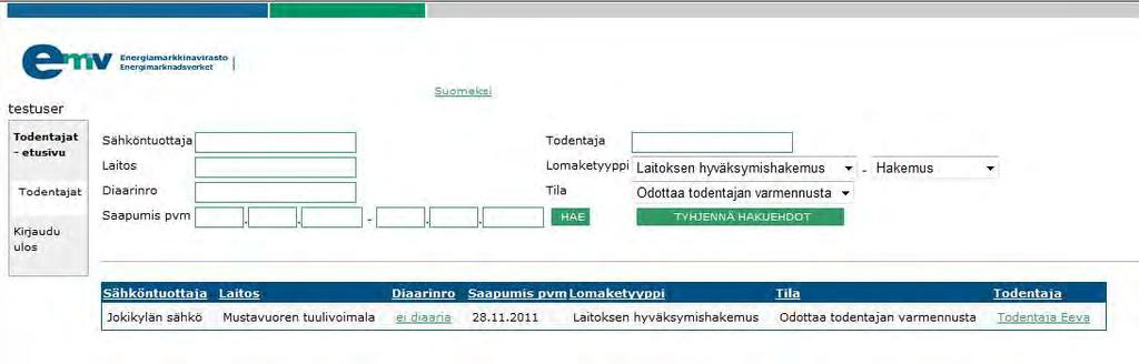 81 Allekirjoittamisen jälkeen lomakkeen tila on Odottaa hyväksyntää. Tämä tarkoittaa sitä, että seuraavaksi Energiavirasto ottaa todentajan vuosittaisen selvityksen käsiteltäväkseen.