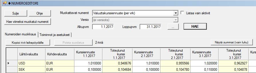 Esimerkiksi yksikötön valuuttakurssi.