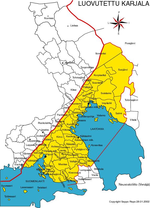 KARTTA: LUOVUTETUN KARJALAN