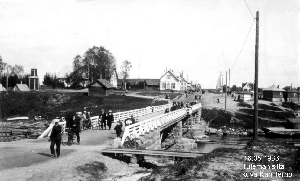 KUVA: TULEMAN SILTA VUONNA 1936. (KARI TERHON ARKISTO.) Vielä 1920-luvulla oli maaseudulla käytössä kyytilaitos hevosella matkustaneita varten. Kyytilaitosta valvottiin läänikohtaisesti, ts.