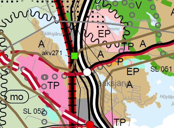 22 Lisäksi Sääksjärvi sijaitsee seudullisesti katsottuna risteyspaikassa, jossa yhdistyvät useat eri seudullisesti merkittävät kehittämisalueet ja yhteydet.