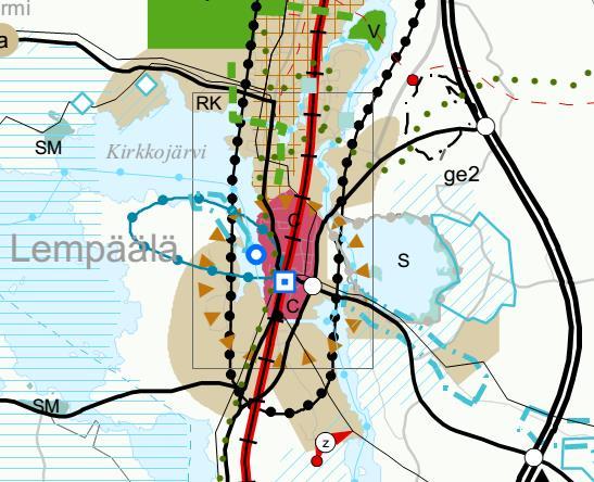 alakeskuksen ja henkilöliikenteen aseman sekä Sääksjärven alakeskuksen kautta Lempäälän keskustaan. Etelä-Pirkanmaalla vyöhyke jatkuu Akaan taajamassa.