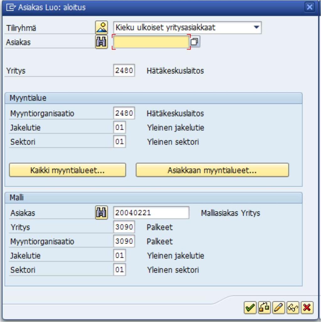 15 Kuva 8. Asiakastietojen perustaminen: aloitus Asiakkaan yleiset tiedot, joihin kuuluu mm.