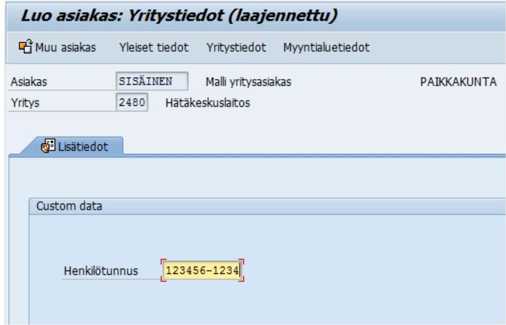 20 Kuva 13. Asiakastietojen perustaminen: henkilötunnus Seuraavaksi siirrytään asiakkaan yritystietoihin. Kuva 14.