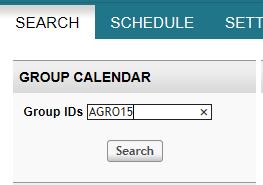 Searching for group schedule 1. Write the group ID in the field Group calendar.