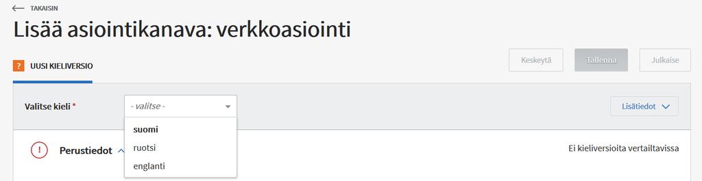 OHJE 29 (58) 6 Asiointikanavien tiedot Palvelutietovarannossa kuvattuihin palveluihin liitetään tiedot asiointikanavista. Asiointikanava on tapa, jolla asiakas saa palvelun käyttöönsä.