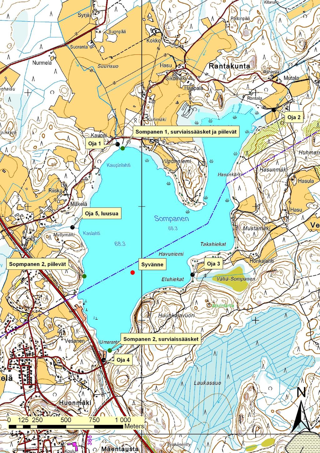 LIITE 1.1 LIITE 1.1. Sompasen näytepisteiden sijainti.