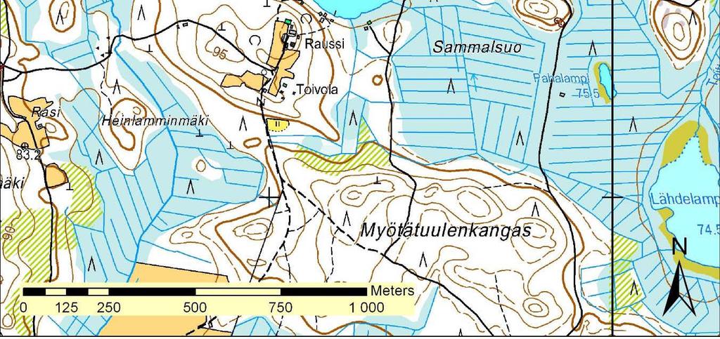 Rättilänjärven näytepisteiden sijainti.