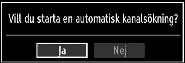 Förstagångsinstallation VIKTIGT: Se till att antennen eller kabeln är ansluten och en allmän gränssnittsmodul inte är inkopplad innan du sätte rpå TV:n för den första installationen.