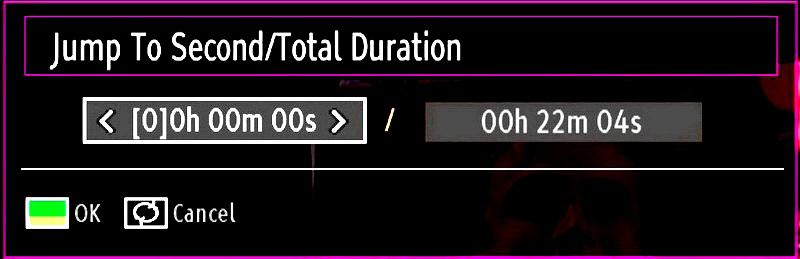 The following menu will be displayed while playing a video file: Jump (Numeric buttons):the TV will jump to the file starting with the letter you input via the numeric buttons on your remote control.