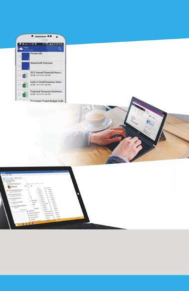 With Office apps for desktop and mobile, you can keep connected easily and share your content on OneDrive for Business and SharePoint Online.