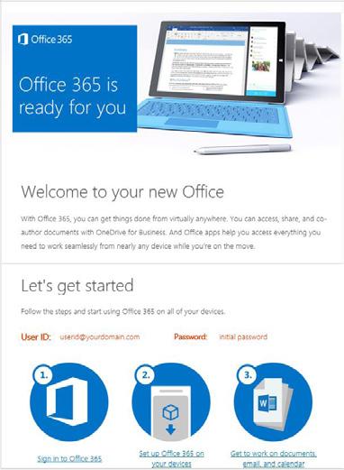 Work with your team on a project, share reports with a partner, or connect with your customers from virtually any device. Visit the Office 365 Training Center at aka.ms/o365learning.