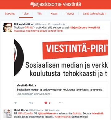 Tiedonhaku Twitteristä Vinkki: Voit tehdä hakuja myös