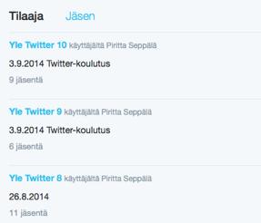 Listat Twitterissä Vinkki: Muut käyttäjät voivat lisätä sinut eri listoille.