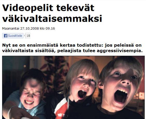 3. Ruokkiiko väkivaltapeli tosielämän väkivaltaa? 16 Mallioppiminen (n=16) on yksi vanhimmista argumenteista, joilla on perusteltu populaarikulttuurin haitallisia vaikutuksia nuorisoon (ks. esim.