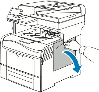 Tulostimen kunnossapito a) Avaa oikea sivuovi.