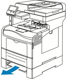 Poista ryppyiset paperiarkit alustalta ja poista tulostimen etuosaan juuttuneet arkit. 4. Työnnä alusta 2 niin pitkälle tulostimen sisään kuin se menee.