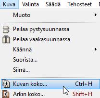 18 KUVAN KOON MUUTTAMINEN Kuvan koon muuttaminen on tärkeä toimenpide kahdesta eri syystä. Ensinnäkin iso kuva ei aina mahdu kunnolla näytölle. Se vie siis liikaa tilaa esim.