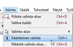 Käännä silloin valinta valitsemalla Valinta ja Käänteinen valinta.