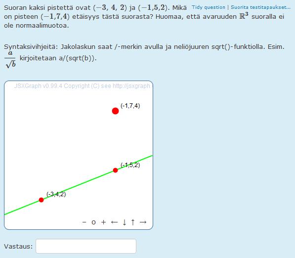 LIITE C. Eroavat harjoitustehtävät Alla esimerkki yhdestä STACK-tehtävästä eri ryhmillä.