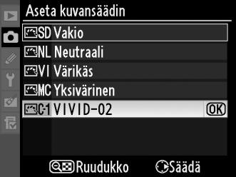 Siirrä kohdistinta nimialueella painamalla W- painiketta ja painamalla 4 tai 2.