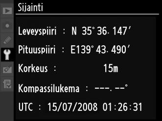 t Asetusvalikon vaihtoehdot Asetusvalikon GPS-kohta sisältää alla luetellut vaihtoehdot.