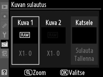 Kuvan sulautus Kuvan sulauttamisessa yhdistetään kaksi aiemmin luotua NEF (RAW) -muotoista valokuvaa yhdeksi kuvaksi, joka tallennetaan eri tiedostoksi kuin alkuperäiset kuvat.