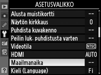 4 Valitse Maailmanaika. Valitse Maailmanaika ja paina 2. 5 Aseta aikavyöhyke. Näkyviin tulee aikavyöhykkeen valintaikkuna.