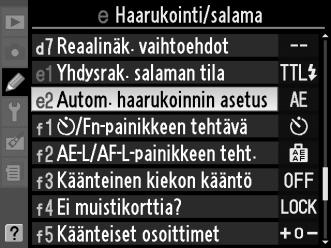 Haarukointi Haarukointi muuttaa valotusta, Aktiivista D-Lightingia tai valkotasapainoa automaattisesti hieman jokaisen kuvan kohdalla, "haarukoiden" nykyistä asetusta.