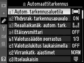 Avaa mukautettujen asetusten