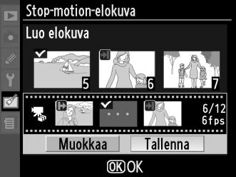 6 Valitse Tallenna. Näkyviin tulee oikealla kuvattu valikko. Jos muuta muokkausta ei tarvita, korosta Tallenna ja paina J siirtyäksesi vaiheeseen 7. Muokataksesi elokuvaa, korosta Muokkaa ja paina J.