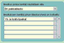 Klikataan Valitse palkkalajit ja valitaan yrityksessä käytössä olevat tilastoryhmään huomioitavat palkkalajit.