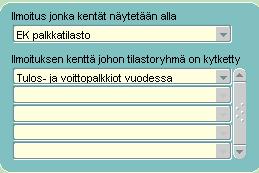 Klikataan Valitse palkkalajit ja valitaan yrityksessä käytössä olevat tilastoryhmään huomioitavat palkkalajit.